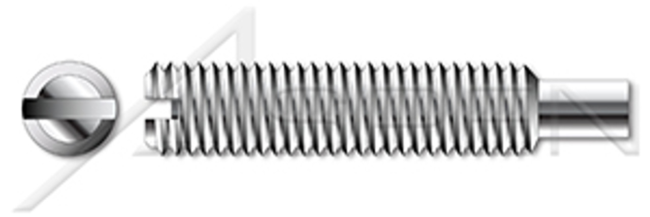M10-1.5 X 25mm DIN 417 / ISO 7435, Metric, Slotted Set Screws, Long Dog Point, Full Thread, A2 Stainless Steel