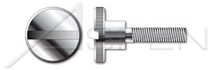 M3-0.5 X 10mm DIN 465, Metric, Thumb Screws, Knurled Flat Head, High Type, Slotted Drive, AISI 303 Stainless Steel (18-8)