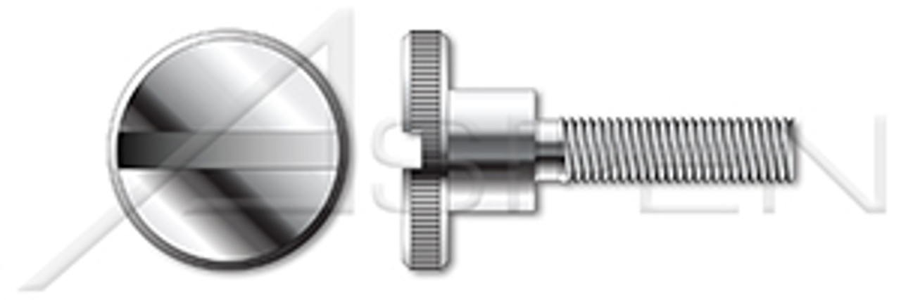 M4-0.7 X 20mm DIN 465, Metric, Thumb Screws, Knurled Flat Head, High Type, Slotted Drive, AISI 303 Stainless Steel (18-8)