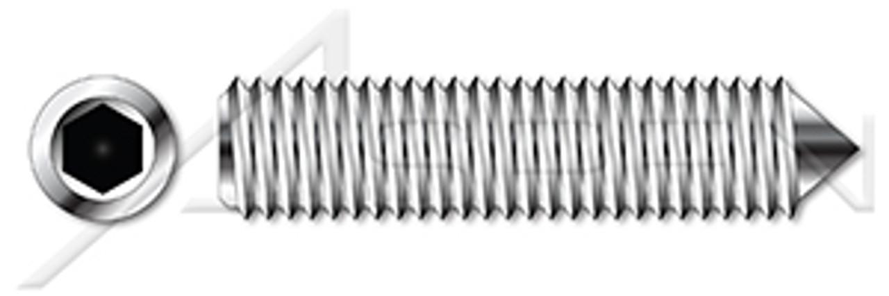 M16-2.0 X 25mm DIN 914 / ISO 4027, Metric, Hex Socket Set Screws, Cone Point, A4 Stainless Steel