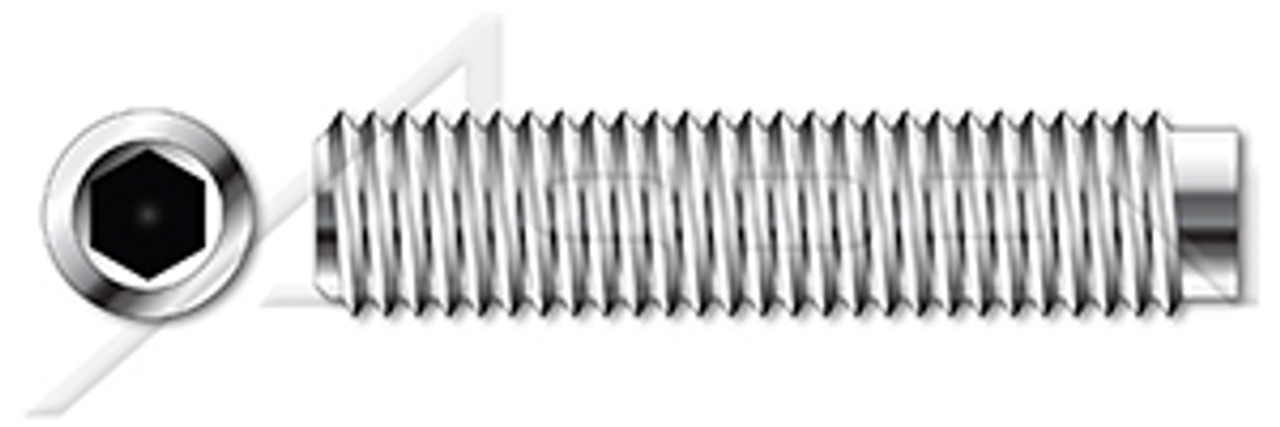 M10-1.5 X 10mm DIN 915 / ISO 4028, Metric, Hex Socket Set Screws, Dog Point, A4 Stainless Steel