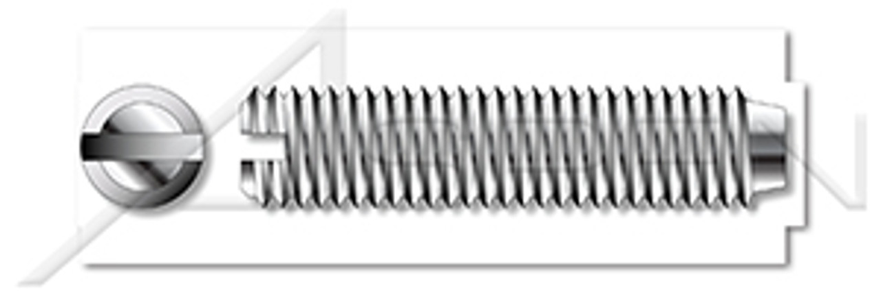M10-1.5 X 12mm DIN 551 / ISO 4766, Metric, Slotted Set Screws, Flat Point, A4 Stainless Steel