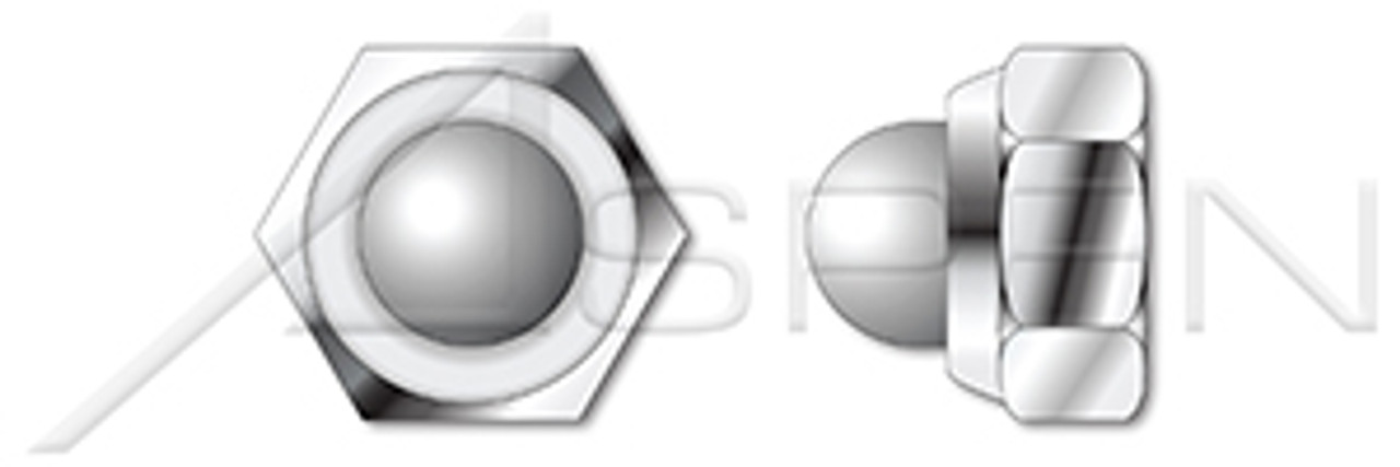 M5-0.8 DIN 986, Metric, Hex Nylon Insert Domed Cap Stop Lock Nuts, A2 Stainless Steel M5-0.8 DIN 986, Metric, Hex Nylon Insert Domed Cap Stop Lock Nuts, A2 Stainless Steel
