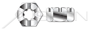 M5-0.8, HGT=6mm, AF=8mm DIN 935 / ISO 7035, Metric, Slotted Castle Nuts, A2 Stainless Steel