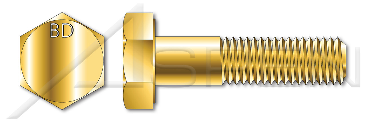 3/8"-16 X 3-1/2" Hex Cap Screws, Coarse Threading, ASTM A354 Grade BD Alloy Steel, Yellow Zinc and Baked, B1821BH (supersedes MS90727F), DFARS
