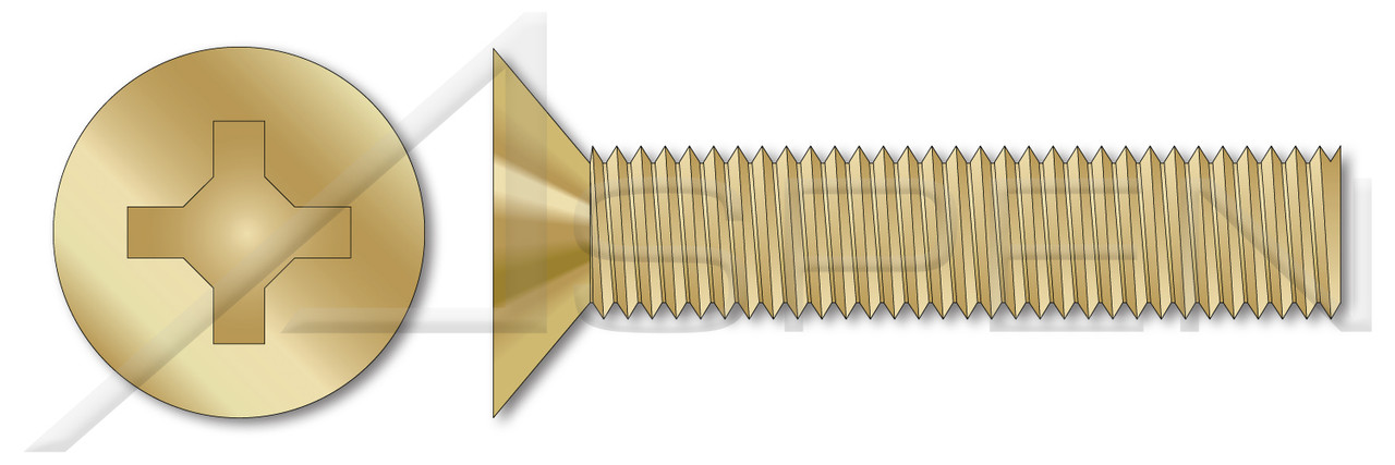 #10-32 X 1-3/8" Machine Screws, Flat 100 Degree Countersunk Head with Phillips Drive, Steel, Yellow Cadmium Plating, MS24693, DFARS