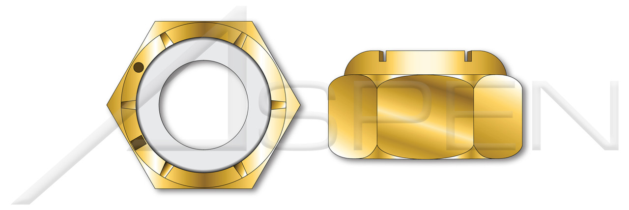 1"-14, THK=1-3/64", A/F=1-7/16" Hex Nylon Insert Stop Lock Nuts, N1610 Series, Grade 8 Steel, Yellow Zinc