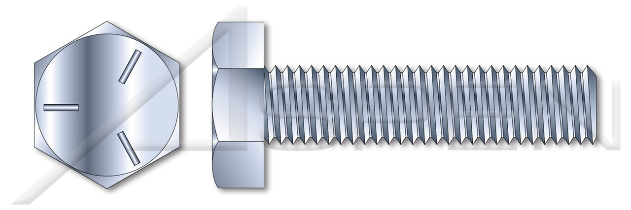 1"-8 X 4" Hex Tap Bolts, Full Thread, Grade 5 Steel, Zinc