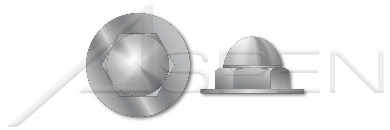#10-24 Acorn Cap Dome Nuts, Closed End, Washer Based, Zamac #3 Zinc Alloy