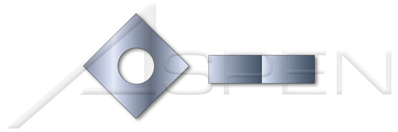 #10-24 Square Machine Screw Nuts, Not Chamfered or Countersunk, Steel, Zinc Plated