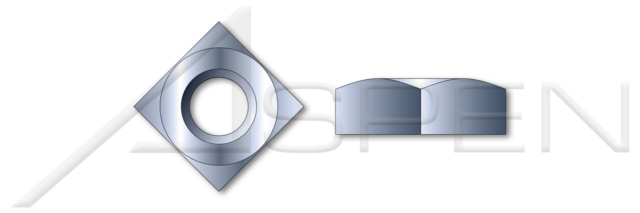 1-1/4"-7 Regular Square Nuts, Steel, Zinc Plated