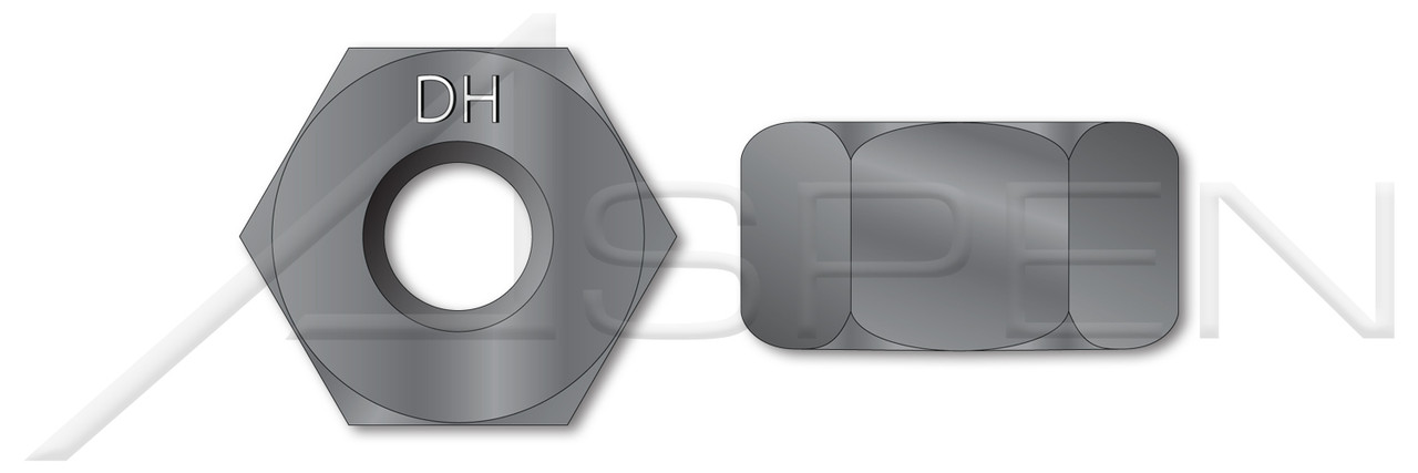 7/8"-9 Heavy Hex Structural Nuts, UNC Coarse Thread, ASTM A563-DH, Medium Carbon Steel, Made in U.S.A.