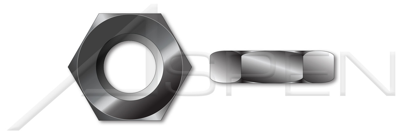 1/4"-20 Hex Jam Nuts, Thin Type, Black Zinc Plated Steel
