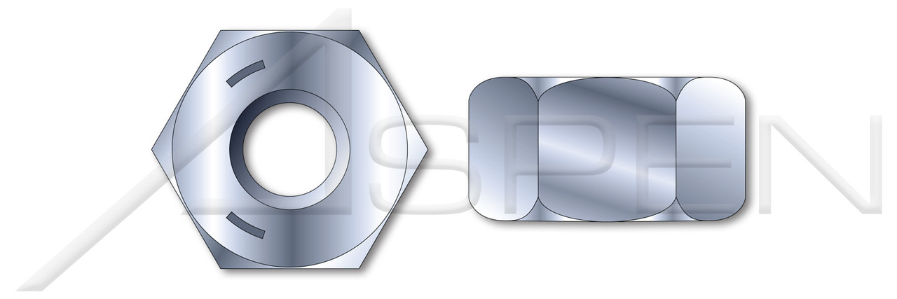 1/4"-20 Heavy Hex Nuts, UNC Coarse Threading, Grade 5 Steel, Zinc