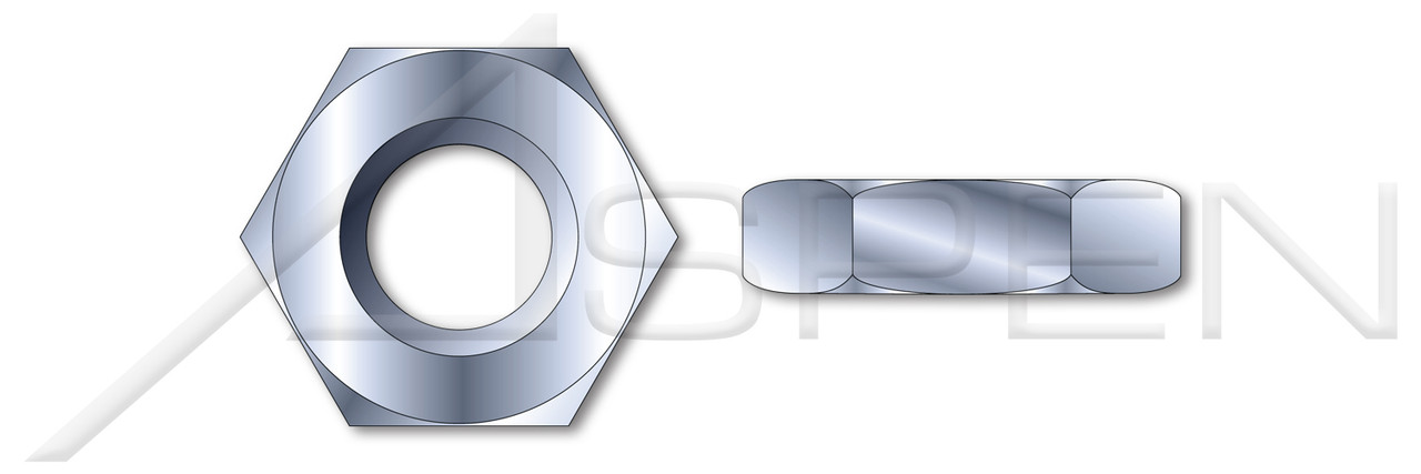 3/4"-16 Hex Jam Nuts, Thin Type, Zinc Plated Steel