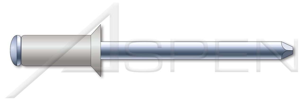 3/16", Grip=0.12"-0.25" Blind Rivets, Countersunk Head, Aluminum Body / Steel Pin