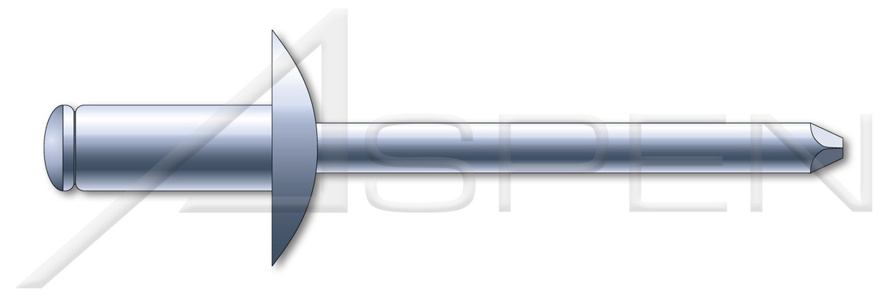 5/32", Grip=0.12"-0.18" Blind Rivets, Steel Body / Steel Pin, Dome Head