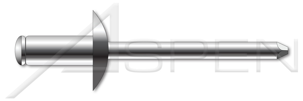5/32", Grip=0.50"-0.62" Blind Rivets, Stainless Steel Body / Stainless Steel Pin, Dome Head
