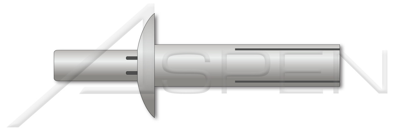 1/4" X 1-3/8" Masonry Drive Pin Rivets, Aluminum, Brazier Head