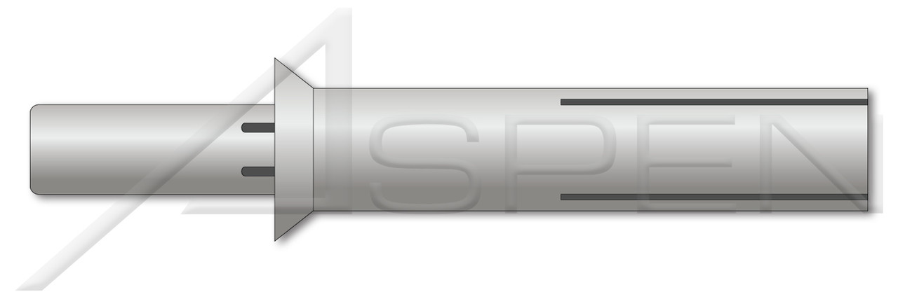 1/4" X 1/4" Drive Pin Rivets, Aluminum Body and Pin, Countersunk Head