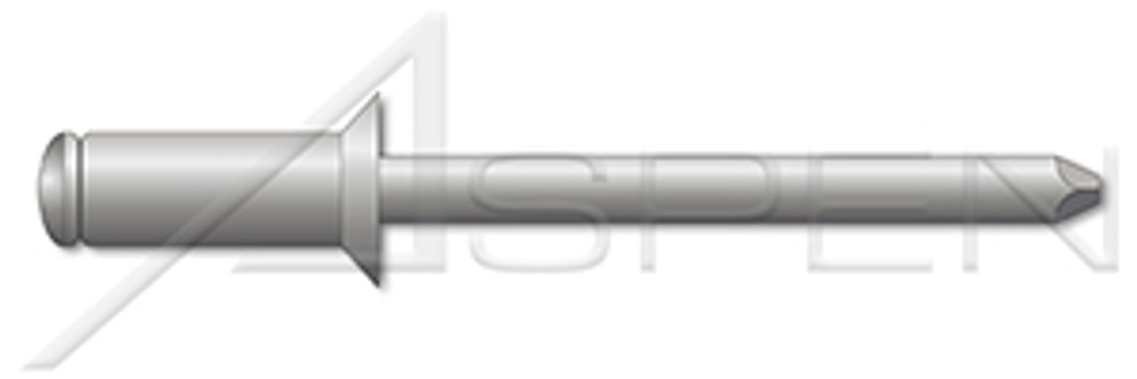 1/8", Grip=0.12"-0.18" Blind Rivets, Aluminum Body / Aluminum Pin, Countersunk External