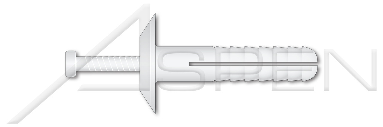 1/4" X 1" Drive Pin Rivets, Nylon Body / Nylon Pin, Truss Head, White Nylon