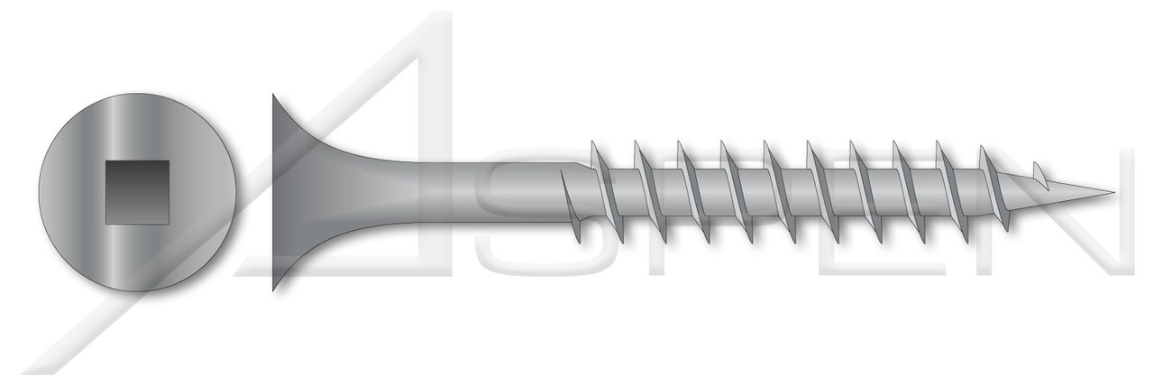 #10 X 3-1/2" Deck Screws, Bugle Square Drive, Coarse Thread, Sharp Point, Steel, Dacrotized Finish