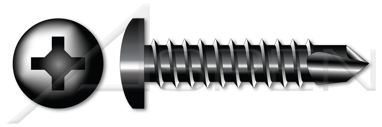 #8 X 3" Self-Drilling Screws, Pan Phillips Drive, Steel, Black Oxide