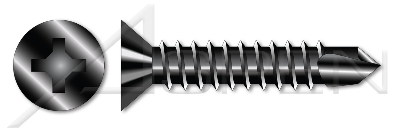 #8 X 3/4" Self-Drilling Screws, Flat Phillips Drive, Steel, Black Oxide and Oil #8 X 3/4" Self-Drilling Screws, Flat Phillips Drive, Steel, Black Oxide and Oil