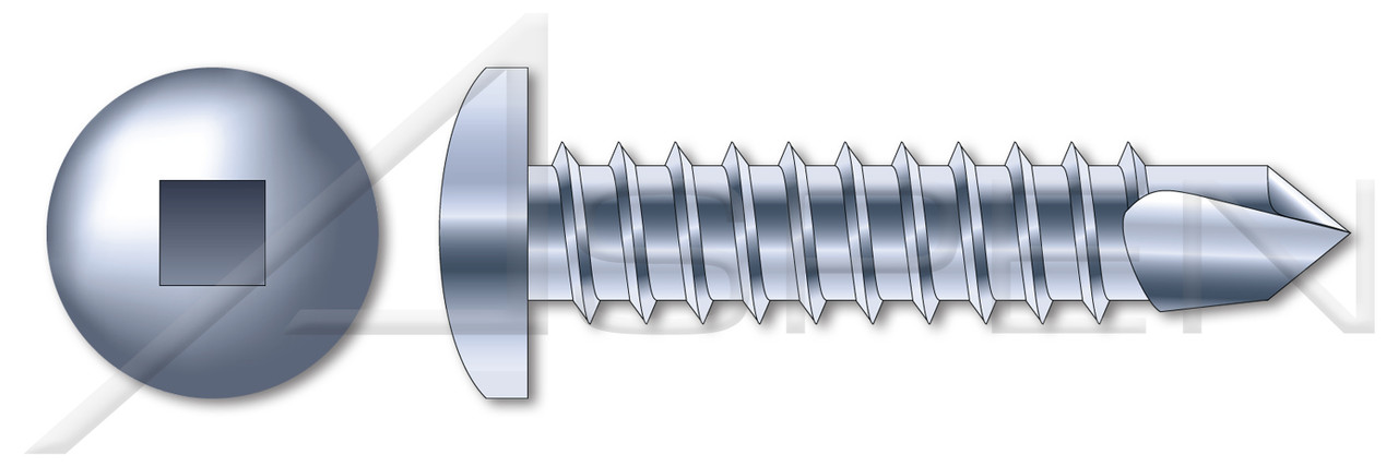 #14 X 1" Self-Drilling Screws, Pan Square Drive, Steel, Zinc Plated and Baked