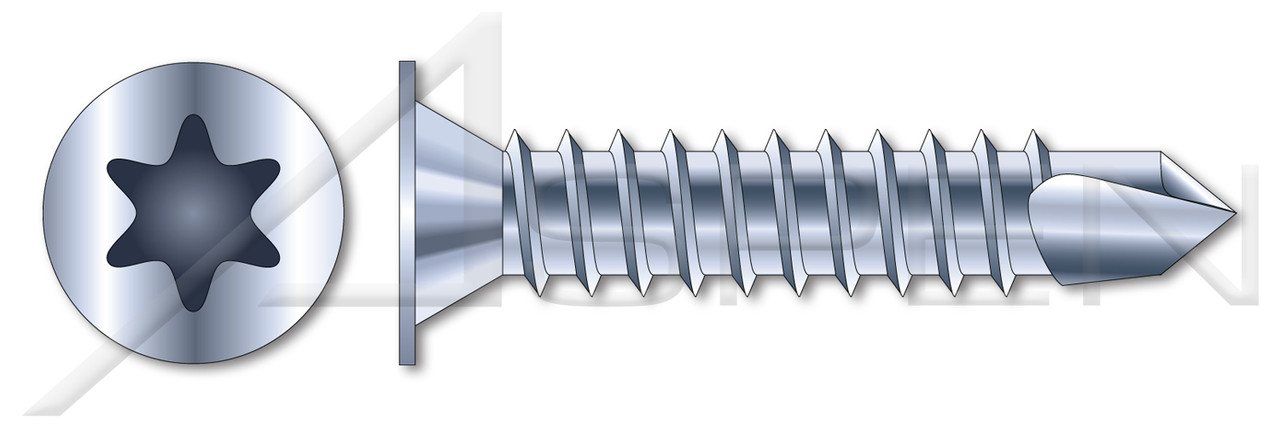 #10-24 X 1" Self Tapping Sheet Metal Screws with Drill Point, Wafer Head with 6Lobe Torx(r) Drive, Steel, Zinc Plated and Baked #10-24 X 1" Self Tapping Sheet Metal Screws with Drill Point, Wafer Head with 6Lobe Torx(r) Drive, Steel, Zinc Plated and Baked