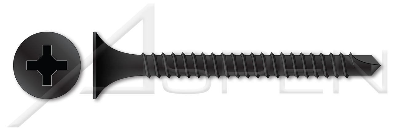 #6 X 1" Self-Drilling Drywall Screws, Bugle Head with Phillips Drive, Fine Threading, Black Phosphate Coated Steel