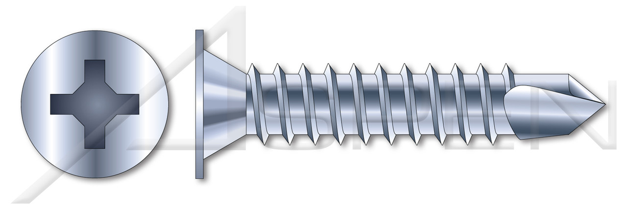 #8-18 X 1" Self-Drilling Screws, Wafer Head Phillips Drive, Steel, Zinc Plated