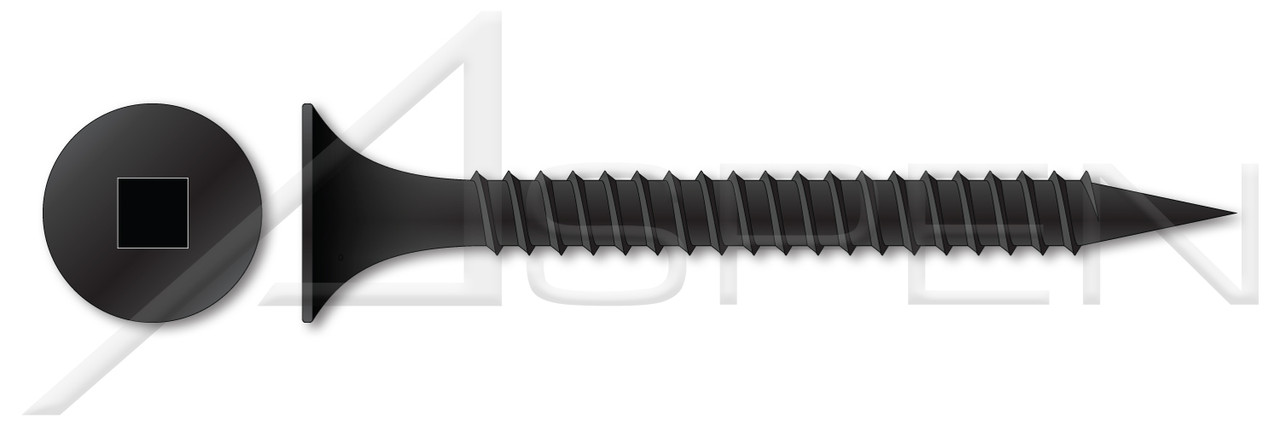 #10 X 2-1/2" Drywall Screws, Bugle Head with Square Drive, Coarse Threading, Black Phosphate Coated Steel