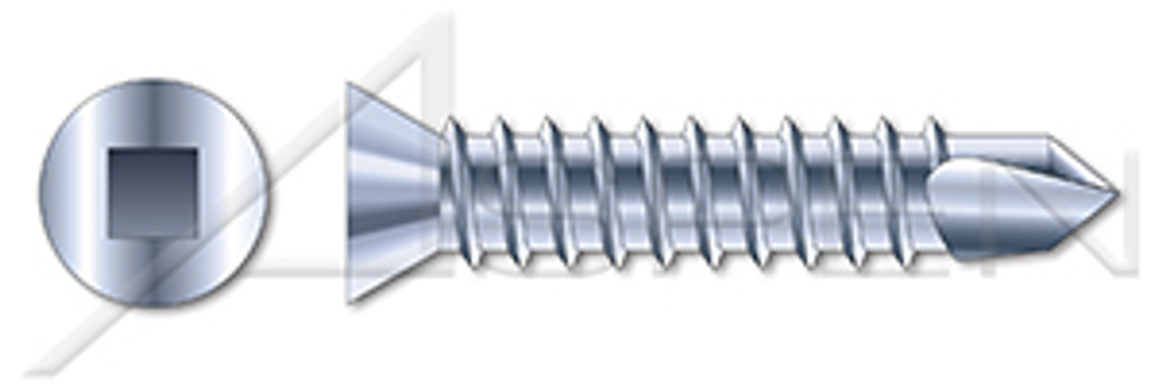 #6 X 1" Self-Drilling Screws, Flat Trim Head Square Drive, Steel, Zinc Plated and Baked #6 X 1" Self-Drilling Screws, Flat Trim Head Square Drive, Steel, Zinc Plated and Baked
