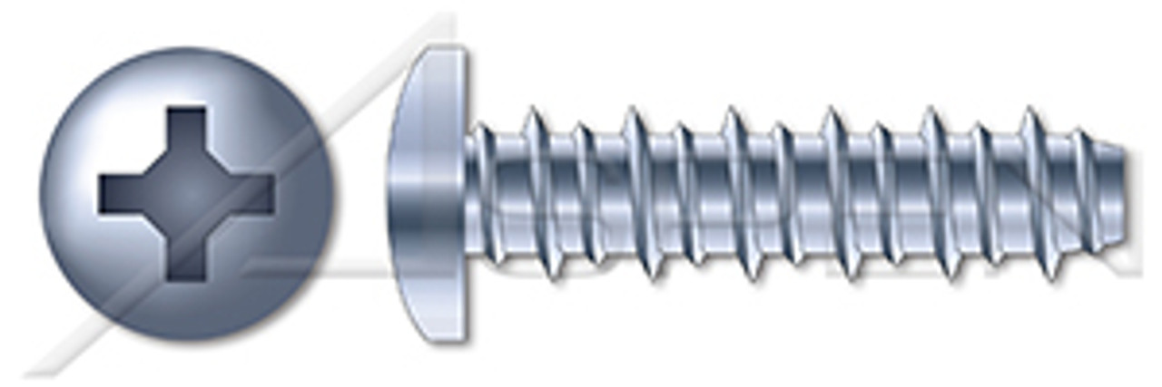 #2 X 1/4" Hi-Lo Self-Tapping Sheet Metal Screws, Pan Phillips Drive, Full Thread, Steel, Zinc Plated