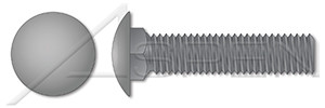 1/4"-20 X 5-1/2" Carriage Bolts, Round Head, Square Neck, Full Thread, A307 Steel, Plain
