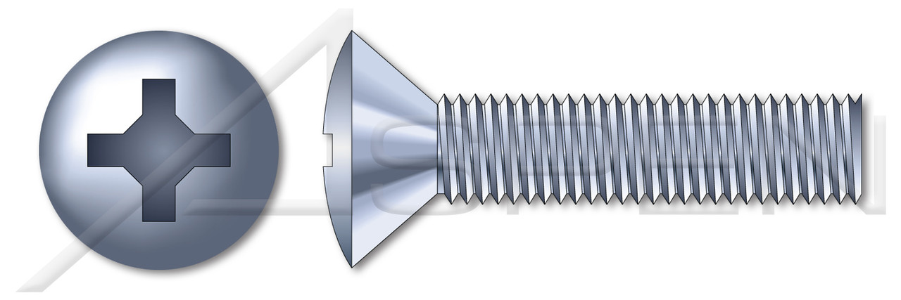 #4-40 X 5/8" Machine Screws, Oval Phillips Drive, 82 Degree Countersink, Full Thread, Steel, Zinc Plated