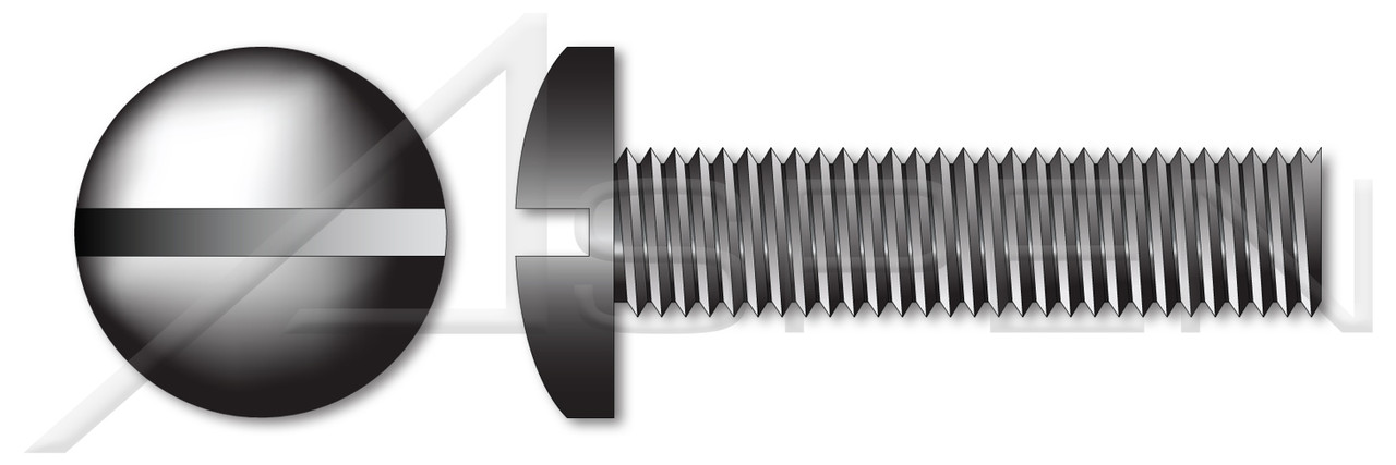 1/4"-20 X 1/2" Machine Screws, Pan Slot Drive, Full Thread, Steel, Black Zinc