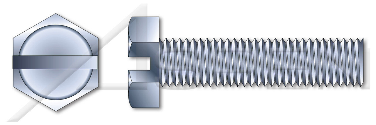 5/16"-18 X 1" Machine Screws, Hex Indented Slotted, Full Thread, Steel, Zinc Plated