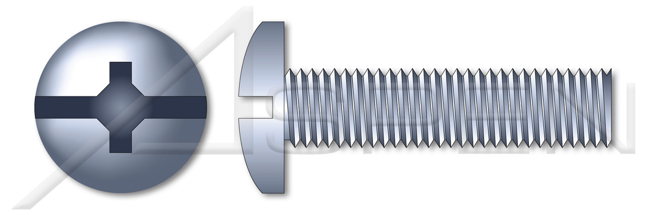 #12-24 X 1-1/4" Machine Screws, Pan Head Phillips/Slot Combo Drive, Full Thread, Steel, Zinc Plated