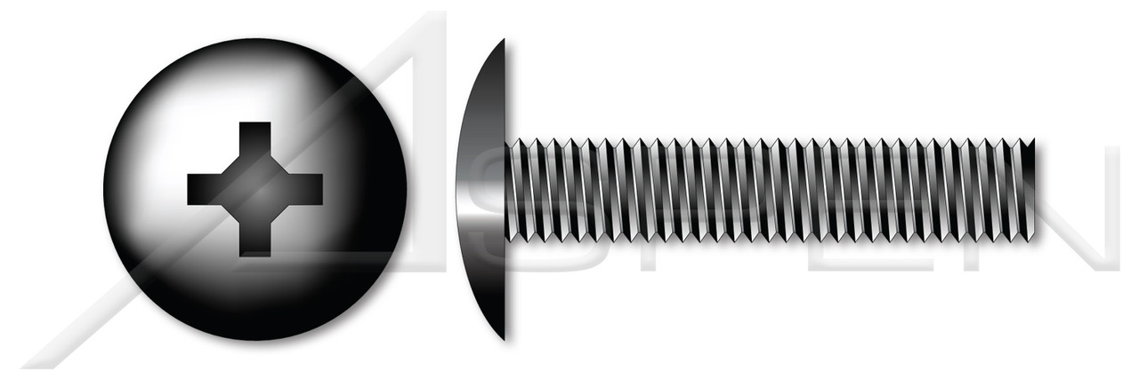 1/4"-20 X 5/8" Machine Screws, Truss Phillips Drive, Full Thread, Steel, Black Oxide