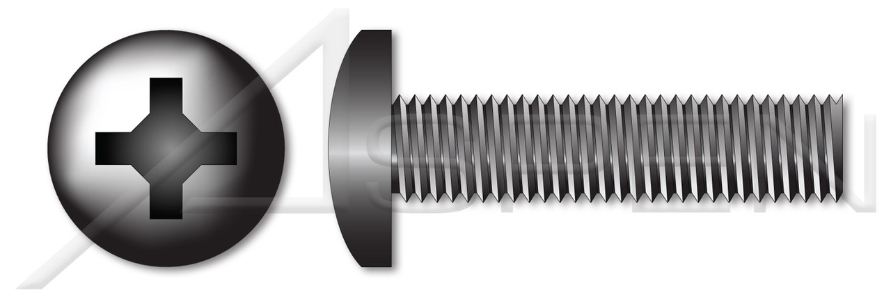 #8-32 X 7/8" Machine Screws, Pan Phillips Drive, Full Thread, Steel, Black Zinc