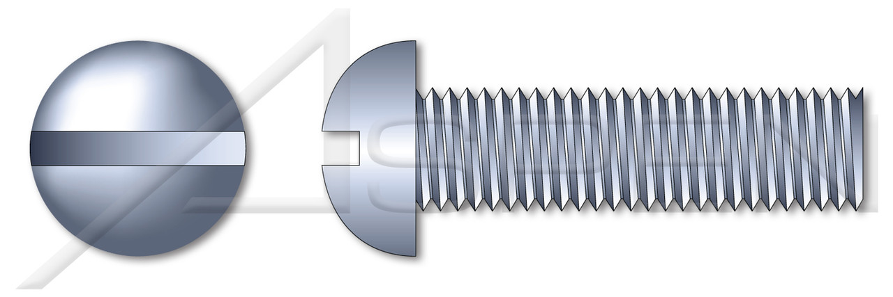 #10-32 X 1-1/8" Machine Screws, Round Slot Drive, Full Thread, Steel, Zinc Plated