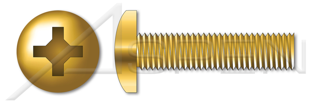 #6-32 X 3/4" Machine Screws, Pan Phillips Drive, Full Thread, Steel, Yellow Zinc