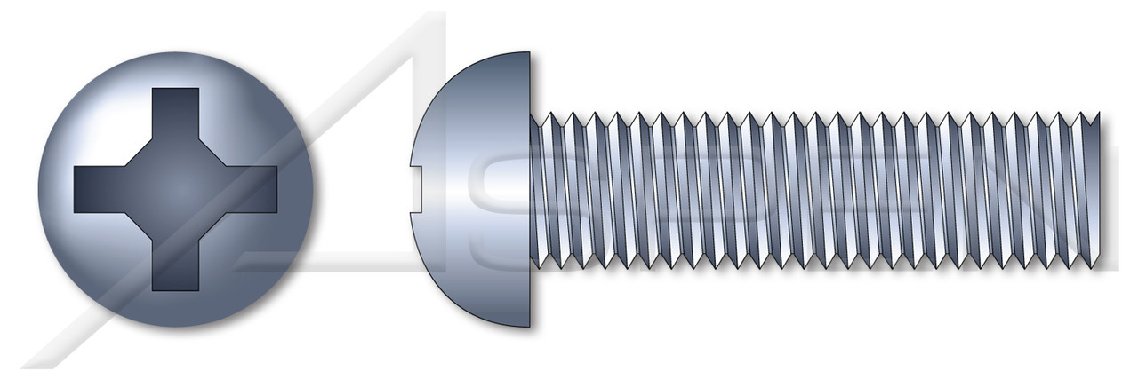 #10-32 X 2-1/2" Machine Screws, Round Phillips Drive, Full Thread, Steel, Zinc Plated