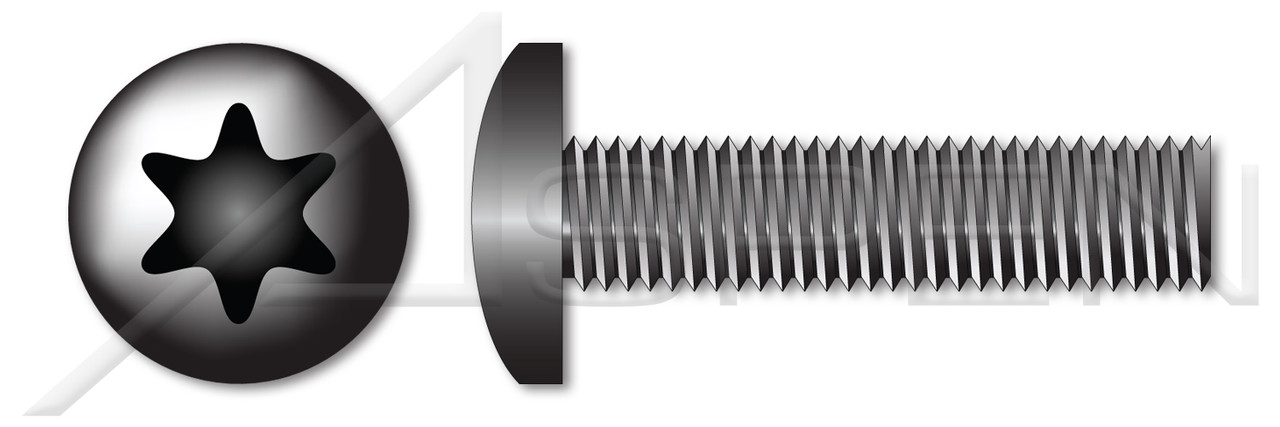 #10-32 X 1/2" Pan Head Machine Screws with 6Lobe Torx(r) Drive, Black Zinc Plated Steel
