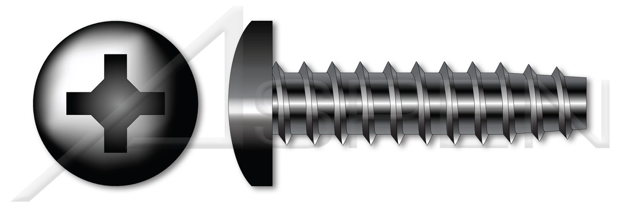#8-16 X 1/2" Pan Head Trilobe 48-2 Thread Rolling Screws for Plastics with Phillips Drive, Steel, Black Oxide and Waxed