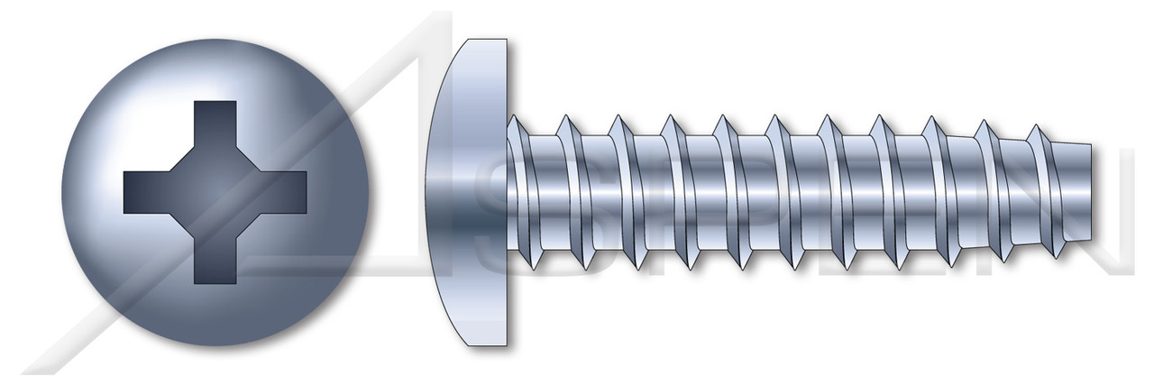 #4-20 X 1/4" Pan Head Trilobe 48-2 Thread Rolling Screws for Plastics with Phillips Drive, Steel, Zinc Plated and Waxed