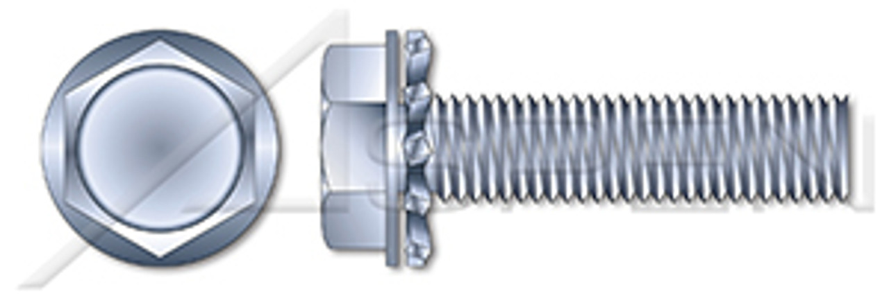 #10-24 X 1/2" SEMS Machine Screws with External Tooth Lock Washer, Hex Washer, Steel, Zinc Plated and Baked